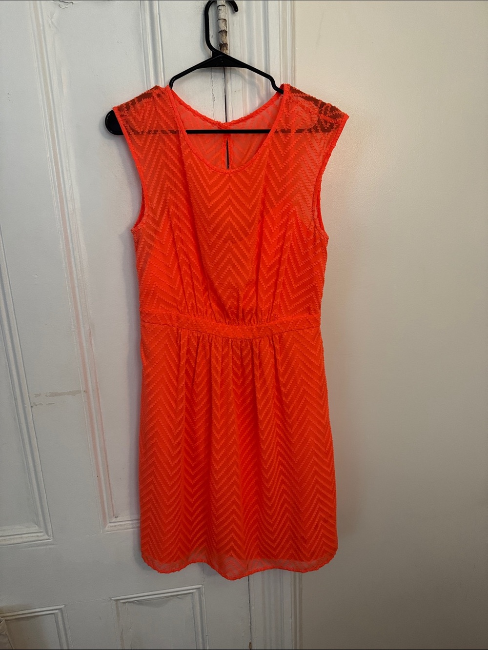 J. Crew Bright Orange Chevron Lace Mini Dress